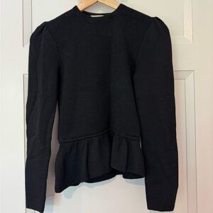 St. John Vintage Black Knit Asymmetrical Peplum Hem Sweater